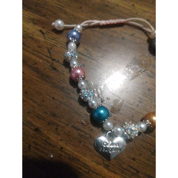 Charming Adjustable Granddaughter Heart Bracelet Pink/Blue/White - Picture 5 of 5
